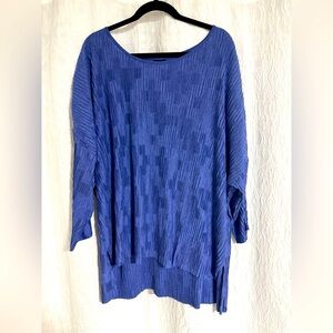 Blue Textured Half Sleeve Top
